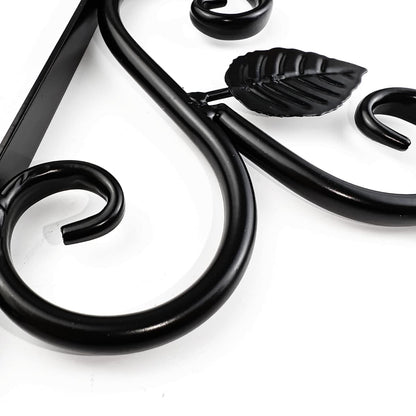 TIHOOD 2PCS Wall Hook Hanging Plant Brackets, Metal Plant Bracket Iron Wall Mount Leaf Black Hangers for Hanging Bird Feeders, Lanterns, Wind Chimes, Planters, Outdoor Decoration Hooks