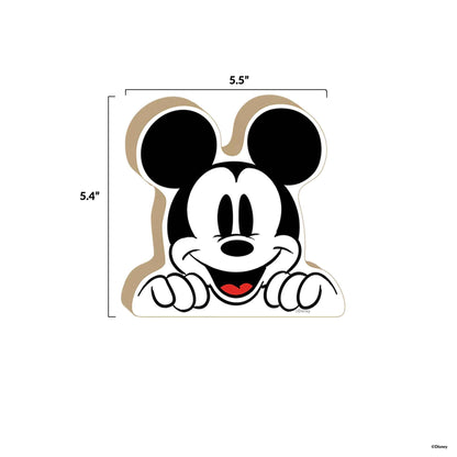Disney Mickey Mouse Head Shelf Sitter Decor - Chunky Wood Block Cutout for Kids' Bedroom, Play Room or Office