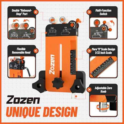 Thin Rip Jig + Feather Boards for Table Saw Jig Guide, Zozen 2in1 Woodworking Tools, Make Repetitive Strip Cut While Powerful Reducing Kickback, Directly Data without Calculation, for 3/4"X3/8"T Slots