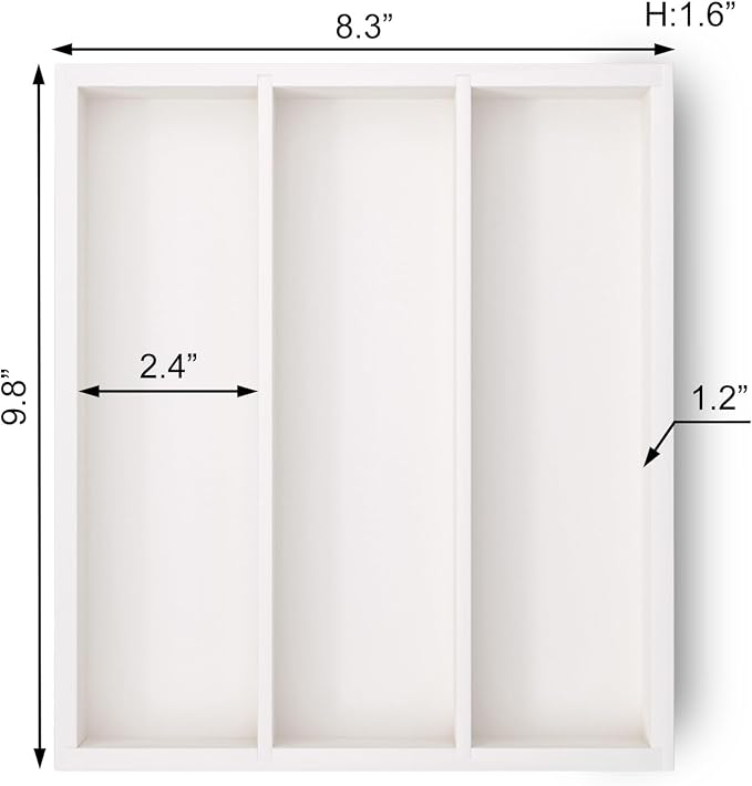 Fibogollo Silverware Organizer Bamboo Kitchen Drawer Organizer, Flatware Organizer Tray for Kitchen, Flatware, Utensils(White)