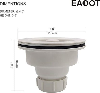 White Polymer Drain Kitchen Sink Drain Assembly