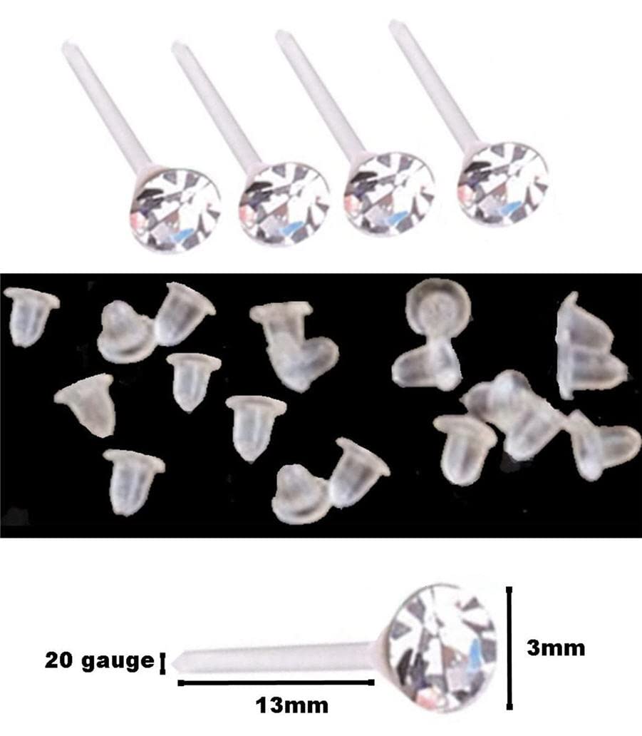 Set of 36 or 72 1/8 Crystal Stud Hypoallergenic Earrings; 18 or 36 Pairs on Plastic Posts