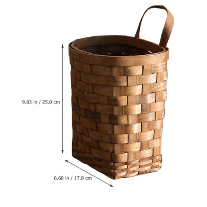 BESPORTBLE Wooden Wall Flower Basket Small Woven Basket Bread Basket Jute Hanging Basket Garlic Basket Hanging Wall Basket Wall Mount Baskets Potato Onion Storage Basket Wicker Vase, 25X17X13.5CM