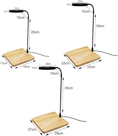 Full Spectrum LED Light with Bamboo Board Nano Fish Tank Light USB Powered 360 Degree Bettas Fish Tank Lights for Plant Growth(Size:M/22x23.5cm)