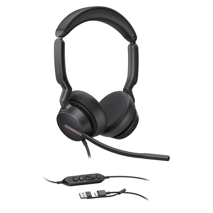 Yealink UH46 USB Headset with Mic, Wired Headset with 3 Noise Cancelling Microphones for PC/Computer/Laptop, Teams Certified, in Line Controls for Home Office Online Meetings, Plug & Play USB-C/A