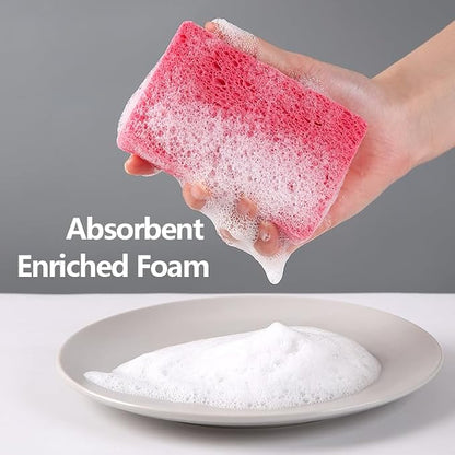 36 - Pack Non-Scratch Scrub Sponges - Sponges for Dishes and Washing Dishes, Cleaning Sponges for Kitchen Home and More（Pink）