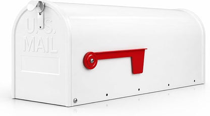 Fumete White Mailboxes for Outside, Metal Mail Box for House Outside, Galvanized Steel Post Mount Rural Mailbox, Standard Size, 20 x 8.7 x 6.7 Inches