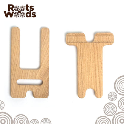 Roots & Woods Wooden Multi-Device Tablet & Phone Stand, Desktop Holder with Charging Cable Management