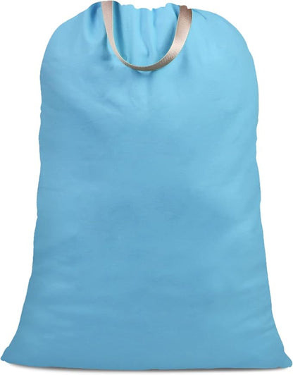 Cotton Canvas Laundry Bag with Handles & Drawstring Straps, Heavy Duty Extra
