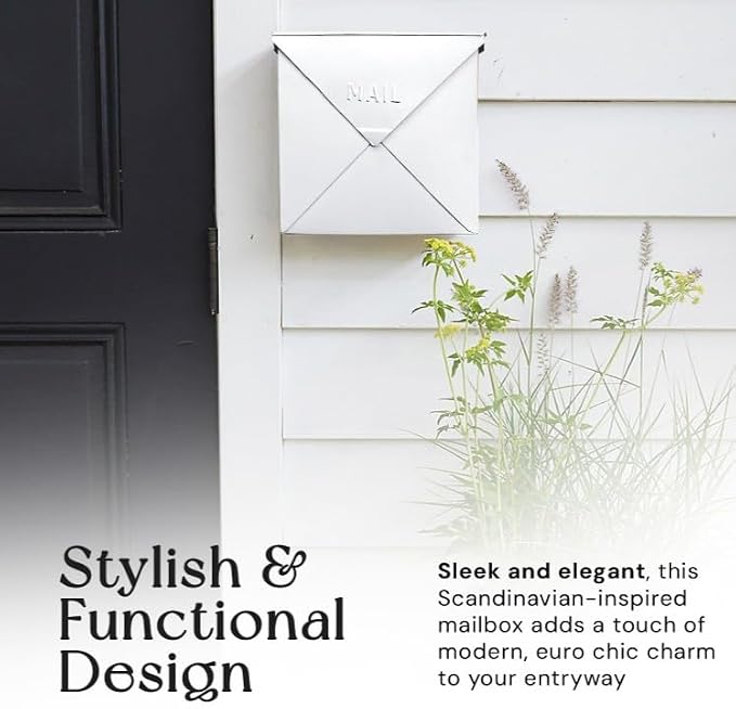 NACH Mailboxes for Outside Wall Mount, 10 x 10 x 4 inch White Wall Mount Mailbox, Waterproof Mailboxes for Outside - Chicago Style Mail Box