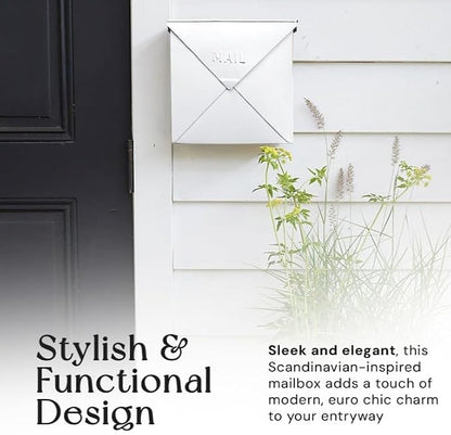 NACH Mailboxes for Outside Wall Mount, 10 x 10 x 4 inch White Wall Mount Mailbox, Waterproof Mailboxes for Outside - Chicago Style Mail Box