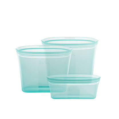 Zip Top Reusable Food Storage Bags | Medium Dish [Frost] | Silicone Meal Prep Container | Microwave, Dishwasher and Freezer Safe | Made in the USA