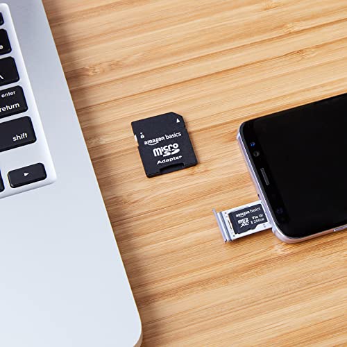 Amazon Basics Micro SDXC Memory Card with Full Size Adapter, A2, U3, Read Speed up to 100 MB/s, 256 GB, Black