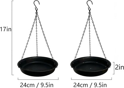 Birdseed Tray & Bird Bath for Hanging Outside 9 1/2 inches Diameter Bird Feeder Tray and Wildbird Water Bowl for Outdoor One Seed Tray and One Waterer