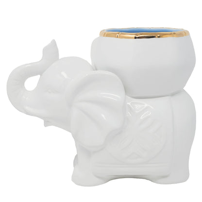 Lilly Pulitzer Small Elephant Shaped Cachepot Planter for Indoor Plants, Ceramic Pot with Gold Accents (Coconut)