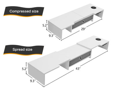 LAPTAIN Monitor Stand with Drawer, Dual Monitor Stand Riser with Adjustable Length and Angle, Computer Stand, Desk Organizer for PC Monitor/Laptop/MacBook