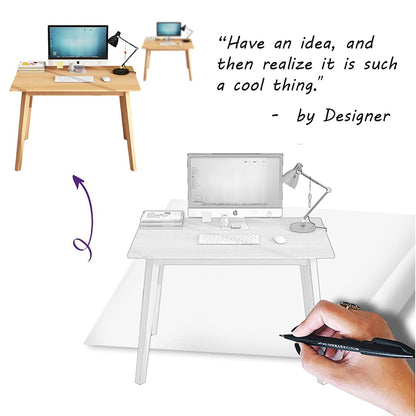 IOTXY Simple Wooden Writing Desk - Modern Minimalist Style PC Laptop Computer Workbench with Solid Wood Legs, 47" W Home Office Work Table for TV Stand Music Video Live Broadcast Workstation, Oak