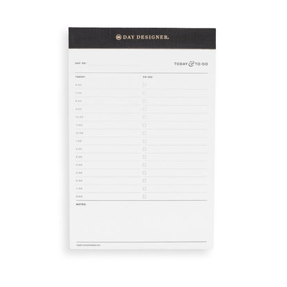 Day Designer Daily Planning Pad, with Schedule and To Do List, Charcoal Trim with Gold Logo Detail | 5.25” x 8” | expertly crafted for functional organization, and effortless style (Charcoal, Extra Thick Notepad - 5.25" x 8")