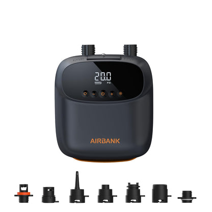 AIRBANK Paddle Board Pump Electric 20PSI The Puffer Pro, Portable SUP Pump, Dual-Stage Inflation & Auto-Off Air Pump for Stand up Paddle Boards, Kayak, Inflatables, Boats, Tent, Mattress, Kite Wings
