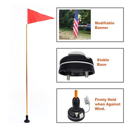 RANDDER 4ft Kayak Flag Track Mount Safety Flag Easy Installation with Stable Base, Visibility Kit for Boat Canoe Yacht Dinghy DIY Accessories