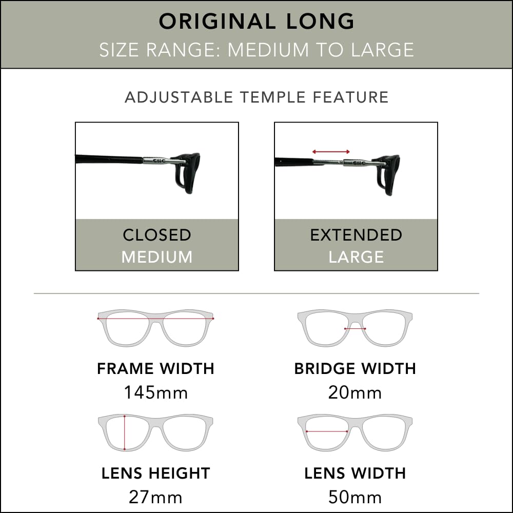 Clic Magnetic Reading Glasses for Men or Women, Computer Readers, Original Long (M-L, Dark Matte Blue, 2.50 Magnification)