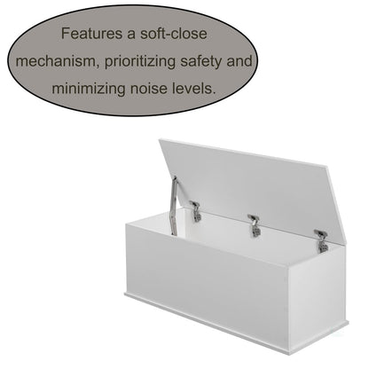 Basicwise Multi Purpose White Wooden Storage Box, Organizer and Bench Perfect Furniture to Add Accent in Entryway and Keep Shoes, Bedroom Bench, Playroom Storage or Window Table in Your Living Room