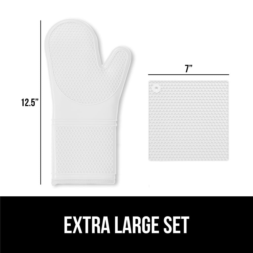 GORILLA GRIP BPA-Free Soft Silicone Oven Mitts and Pot Holders Sets, Heat Resistant Waterproof Cooking Gloves, Thick Cotton Lining, Flexible Gripping for Baking Grilling, Kitchen Trivets, Turquoise