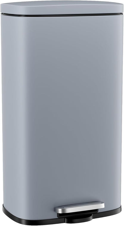 Arlopu 8/13.2 Gallon Step Trash Can, Stainless Steel Garbage Bin, Soft-Close Rubbish Bin with Removable Plastic Inner Bucket, Fingerprint-Proof, Lid Dustbin, Suit for Kitchen Home (Haze Blue, 50L)