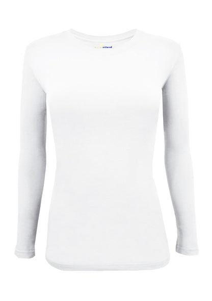 Natural Uniforms Women's Under Scrub Tee Crew Neck Long Sleeve T-Shirt (White, Medium)