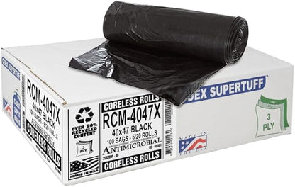 Aluf Plastics 45 Gallon 1.5 MIL Black Heavy Duty Trash Bags