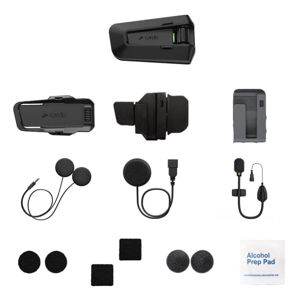 Cardo PACKTALK PRO Motorcycle Helmet Communication System Intercom, Crash Detection, Auto On/Off, Air Mount, 45mm Speakers