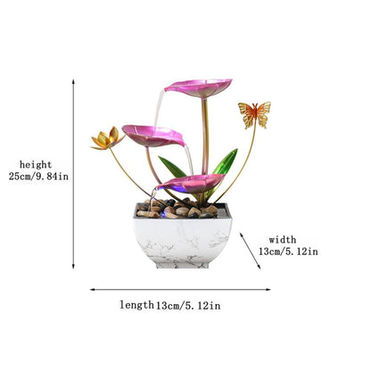 Qingyingge 11‘’ H Pink Tabletop Water Fountain, Zen Desktop Waterfall, Indoor Lotus Desktop Decorative Fountain, Home Bathroom Bedroom Decor.