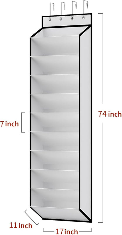 KEEPJOY 10 Tiers White Over Door Shoe Organizer Storage, Hanging Shoe Holder