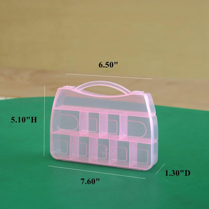 BangQiao 4 Pack Fixed 10 Grids Small Clear Pink Plastic Storage Case with Handle, Mini Cute Organizer Box for Gift Giving, Birthday, Event, Party, Jewelry, Ornaments, Craft Supplies, DIY Accessories