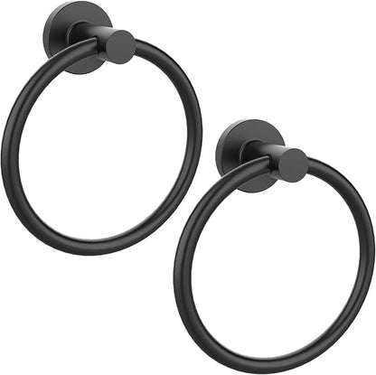 Matte Black Towel Ring 2Pack, SUS304 Stainless Steel Hand Towel Holder
