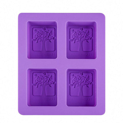 2Pcs 4-Cavity Rectangle Tree of Life Silicone Soap Bar Molds Tree Shaped Square Soap Mold Arts Crafts Chocolate Cake Molding Soap Making Tools