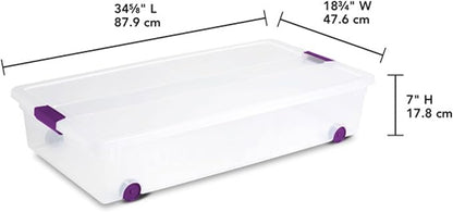 Sterilite 16-Pack 60 Quart ClearView Latch Box, Wheeled Underbed Organizer Bins with Latching Lids - Clear Plastic Organization Containers for Closet, Bedroom, Shelving Units and Everyday Home Storage