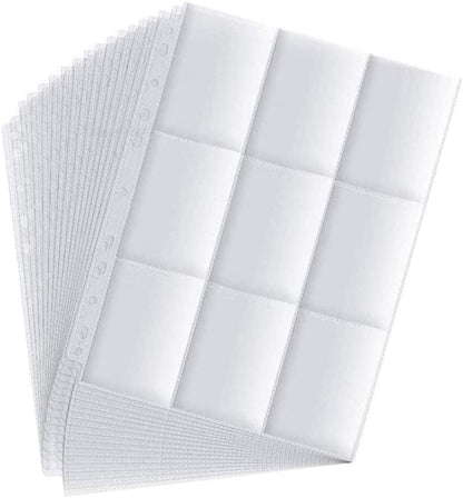 2700 Pockets Trading Card Sleeve Pages,150 Pack Double Side 9-Pocket Trading Card Binder Sleeves Page Protectors Sheet for Standard Size Sport Cards, Baseball Cards, Game Cards for 11 Ring Binder