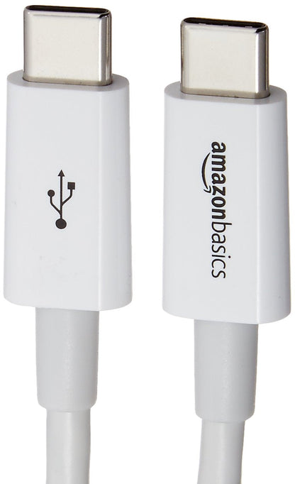 Amazon Basics USB-C to USB-C Fast Charger Cable, 480Mbps Speed, USB-IF Certified, for Fast Charging Apple iPhone 16/15, iPad, MacBook, Samsung Galaxy, Tablets, Laptops, 6 Foot, White