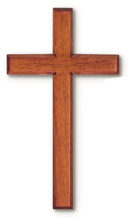 H. J. Sherman 10" Wall Cross, Mahogany Wooden Religious Hanging Cross for Home, Prayer Room or Church, Sold as 1 Pack