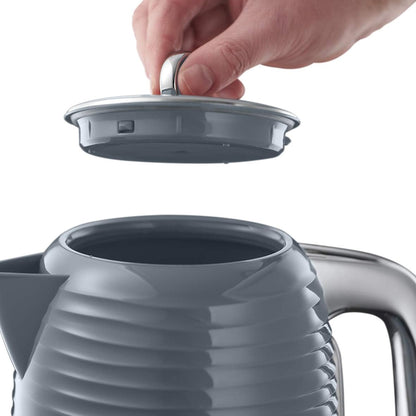 Russell Hobbs Inspire 24363-70 Kettle [1.7 L, 2400 W] Grey with High-Quality High-Gloss Structure (Quick Boil Function, Removable Limescale Filter, Water Level Indicator, Removable Lid)