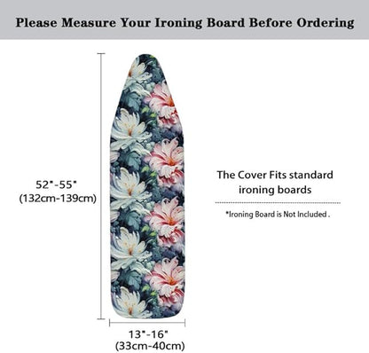 Oil Painting Iris Flowers Ironing Board Cover-15x 54 White Pink Iris Flower