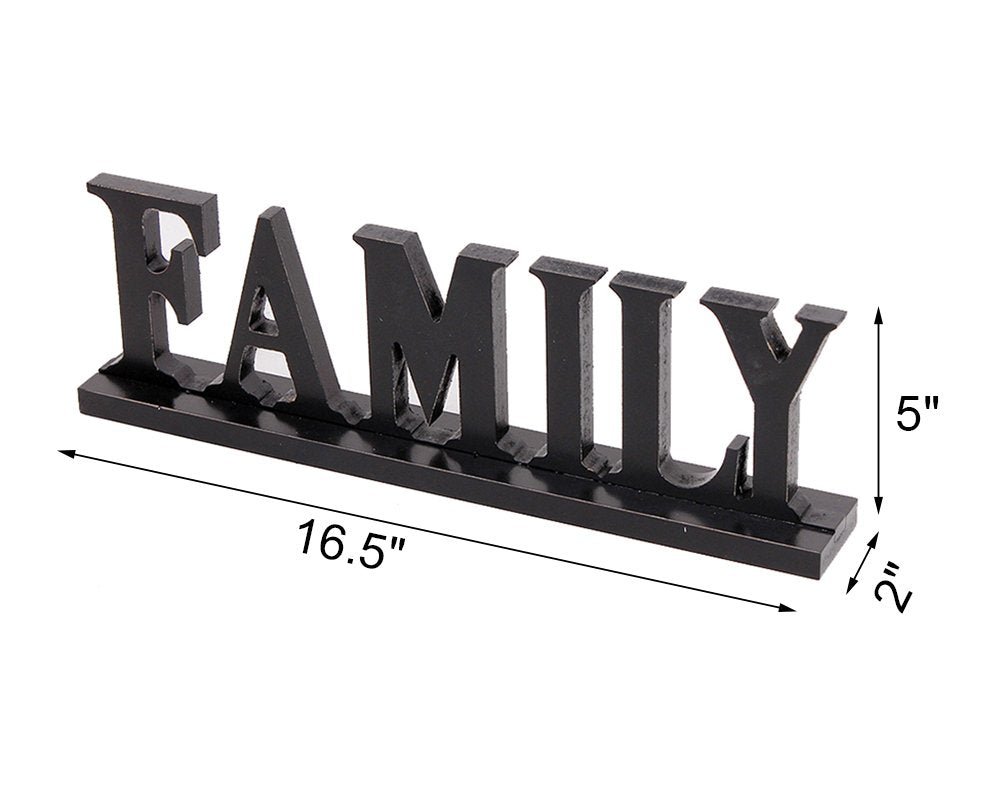 Wooden Family Sign - Free Standing Home Decor Letter Sign Cut Out Tabletop Fireplace Mantel Centerpiece Decoration