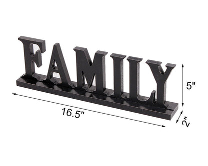 Wooden Family Sign - Free Standing Home Decor Letter Sign Cut Out Tabletop Fireplace Mantel Centerpiece Decoration