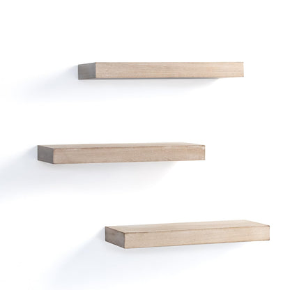 AHDECOR Floating Shelves, Wall Mounted Set of 3 Rustic Wooden Ledge Shelves Decorative for Bedroom, Office, Kitchen, Living Room - Sleek Design, Sturdy and Easy to Install