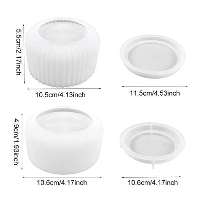 2PCS Storage Box with Lids Candle Jar Molds Set, Tea Light Candle Holder Silicone Molds for Resin, Round Shape Tealight Candle Molds for Epoxy Casting DIY Projects