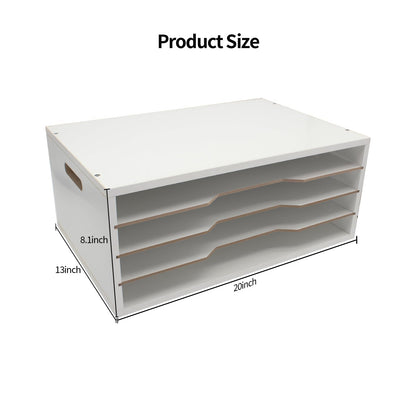 Timisea Construction Paper Organizer16 x13,Larger Size Wooden Literature Organizer,4Tier Desk File Organizer with Adjustable Shelves,Stackable Scrapbook Paper Storage Cube for Home Office Classroom