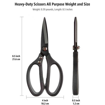 BoFuYuan Heavy Duty All Purpose Scissors, Stainless Steel Blades, Frosted Gray Comfort Grip Handle, 8.5 Inch Professional Multipurpose Utility Sharp Shears for Kitchen, Garden, Office, Craft, Sewing