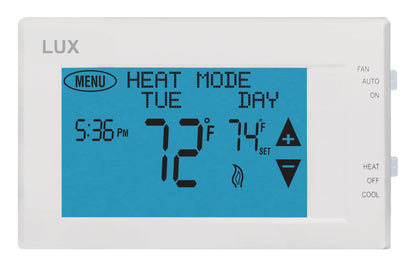 Lux Products TX9600TS Programmable Large Touchscreen Heating Cooling Thermostat, White