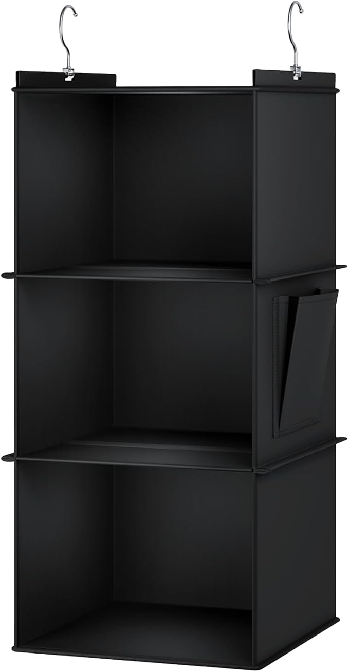 YOUDENOVA Hanging Closet Organizer, 3-Shelf Closet Hanging Storage Shelves